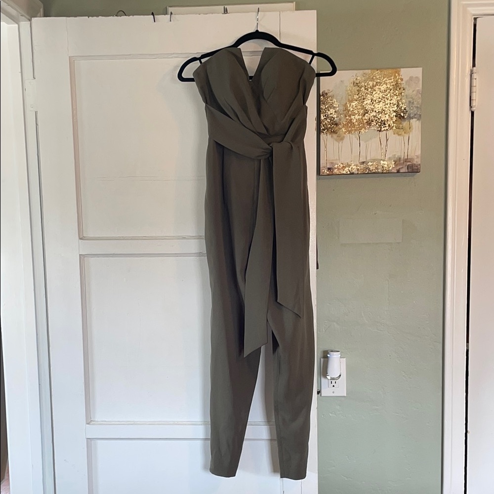 Olive Green Strapless Jumpsuit